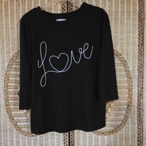 Black Love Embroidered Women's Top